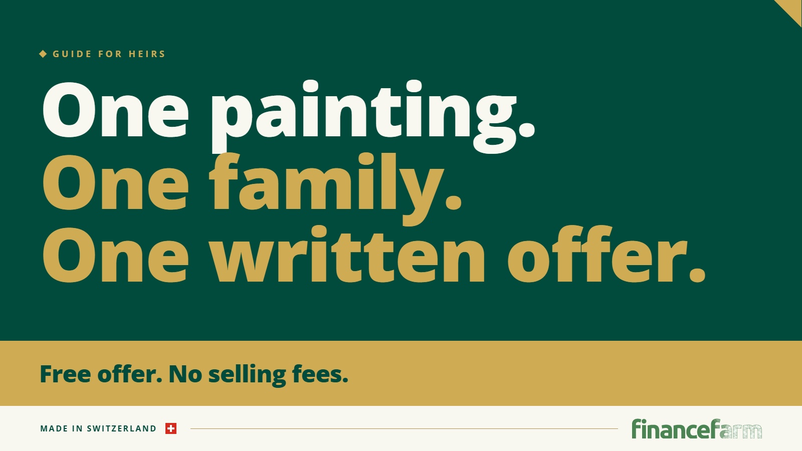 One painting. One family. One written offer. Free offer, no selling fees: FinanceFarm guide for heirs