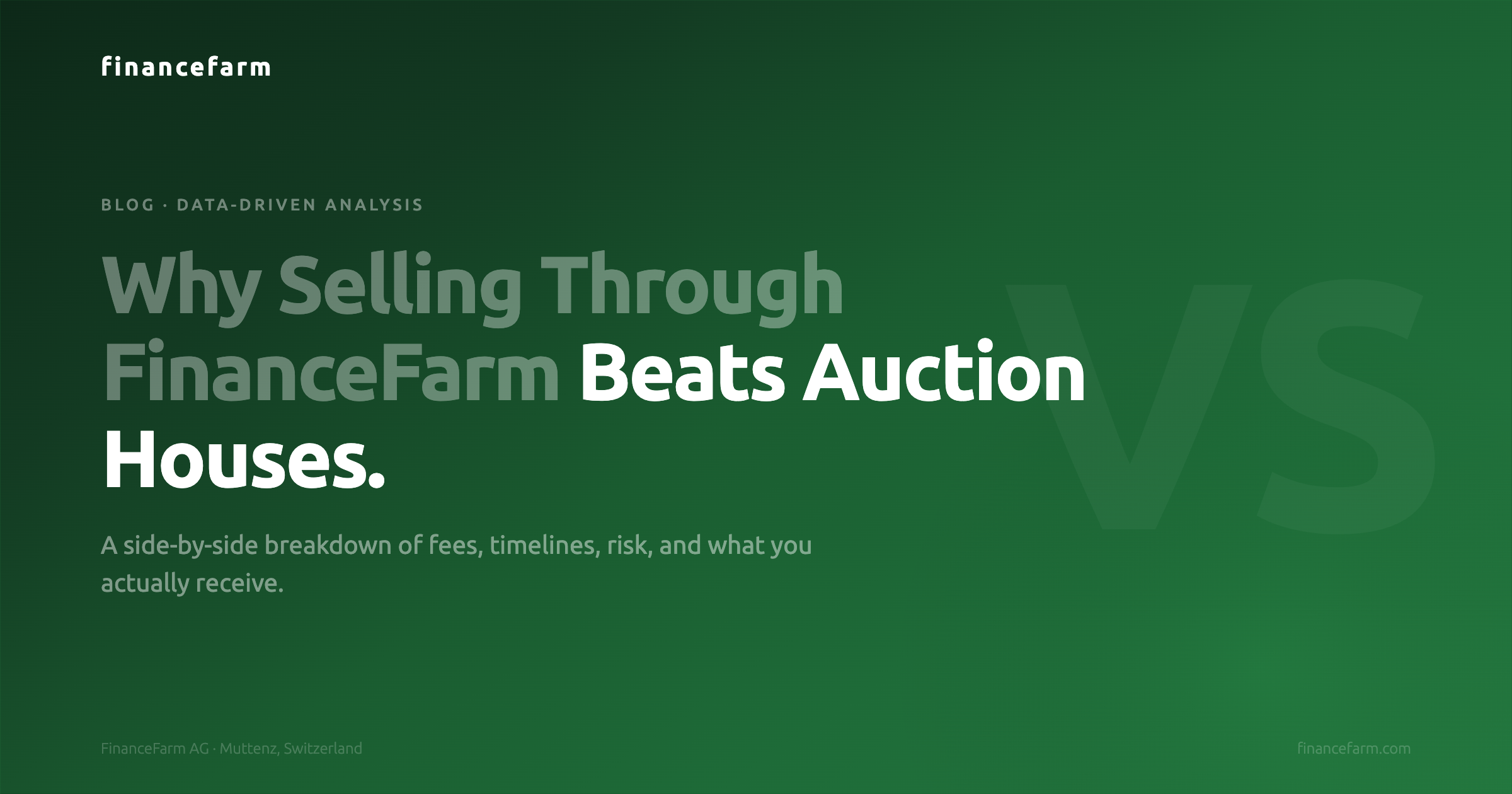 Why Selling Through FinanceFarm Beats Auction Houses. A Data-Driven Comparison